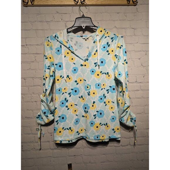 Crown & Ivy lightweight floral hoodie medium - Picture 1 of 5